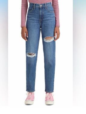 LEVI’S HIGH WAIST MOM JEAN DARK WASH DISTRESSED 26